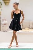 Etta Black Sweetheart Belted Mini Dress