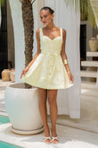 Etta Yellow Sweetheart Belted Mini Dress