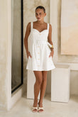 Etta White Sweetheart Belted Mini Dress