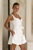 Etta White Sweetheart Belted Mini Dress