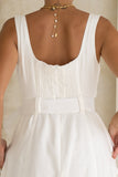 Etta White Sweetheart Belted Mini Dress