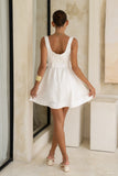 Etta White Sweetheart Belted Mini Dress