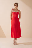 Livy Red Satin Midi Dress