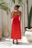 Livy Red Satin Midi Dress