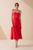 Livy Red Satin Midi Dress