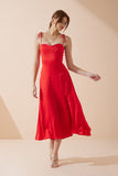 Livy Red Satin Midi Dress