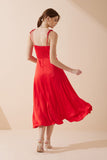 Livy Red Satin Midi Dress