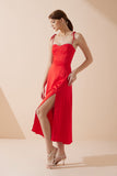 Livy Red Satin Midi Dress