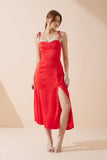 Livy Red Satin Midi Dress