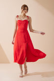 Livy Red Satin Midi Dress