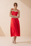 Livy Red Satin Midi Dress