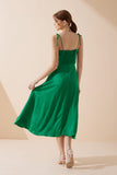 Livy Green Satin Midi Dress