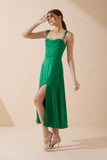 Livy Green Satin Midi Dress