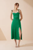 Livy Green Satin Midi Dress