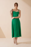 Livy Green Satin Midi Dress