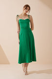 Livy Green Satin Midi Dress