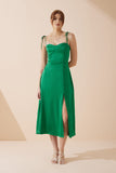 Livy Green Satin Midi Dress