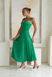 Livy Green Satin Midi Dress