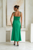 Livy Green Satin Midi Dress