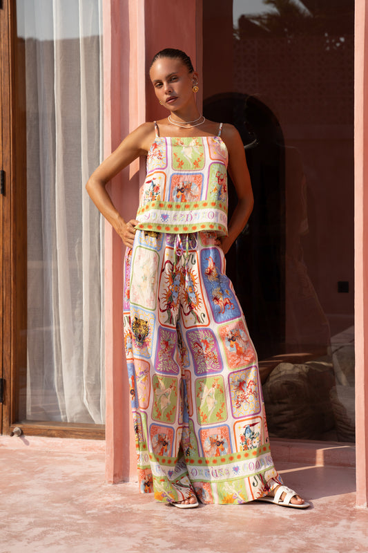 Tarot Multicolour Abstract Wide Leg Pants