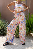 Mermaid Multicolour Abstract Wide Leg Pants