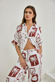 Mira Brown Sea Shells Tropical Shirt