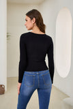 Jace Black Ruched Long Sleeve Crop Top