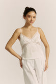 Eliza White Lace Satin Cami Top