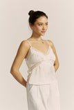 Eliza White Lace Satin Cami Top