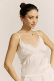 Eliza White Lace Satin Cami Top