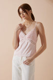 Eliza Pink Lace Satin Cami Top