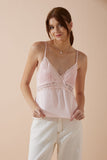 Eliza Pink Lace Satin Cami Top