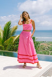 Kalliope Pink Red Ric Rac Maxi Skirt