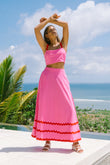 Kalliope Pink Red Ric Rac Maxi Skirt