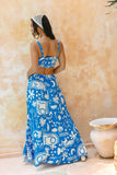 Soquila Blue Tropical Tiered Maxi Skirt