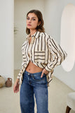 Rissa Beige Black Stripe Shirt