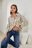 Rissa Beige Black Stripe Shirt