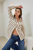 Rissa Beige Black Stripe Shirt