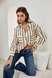 Rissa Beige Black Stripe Shirt