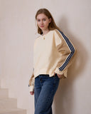 Alex Cream Beige Contrast Stripe Sweatshirt