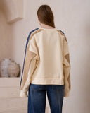 Alex Cream Beige Contrast Stripe Sweatshirt