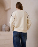 Morgan Cream Contrast Stitch Sweat shirt