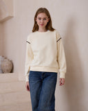 Morgan Cream Contrast Stitch Sweat shirt