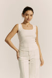 Ainsley White Ribbed Tank Top