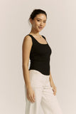 Ainsley Black Ribbed Tank Top