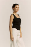 Ainsley Black Ribbed Tank Top