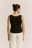 Ainsley Black Ribbed Tank Top