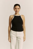 Rowen Black Contrast Ribbed Tank Top