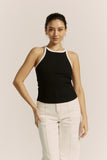 Rowen Black Contrast Ribbed Tank Top