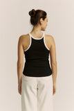 Rowen Black Contrast Ribbed Tank Top